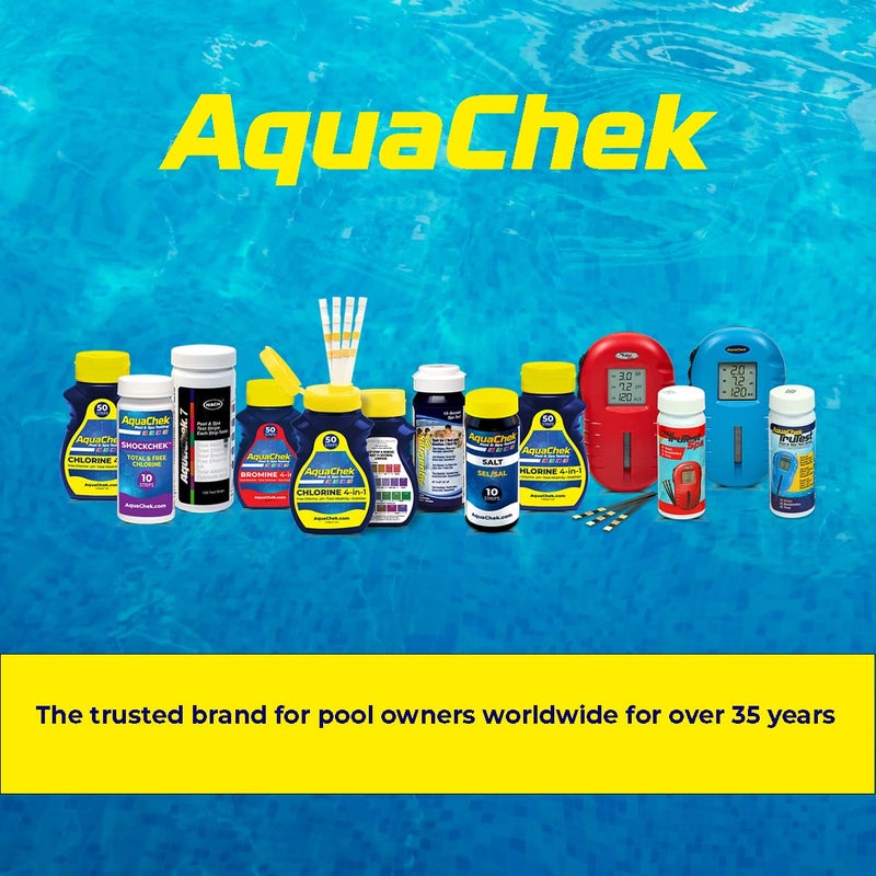 AquaChek شرائط اختبار حمام السباحة والسبا 7 طرق - شرائط اختبار حمام السباحة الفضية لقياس الحموضة، الكلور الكلي، الكلور الحر، البروم، القلوية، الصلابة الكلية، وحمض السيانوريك - مجموعة اختبار جودة المياه (100 شريط) - Image 4